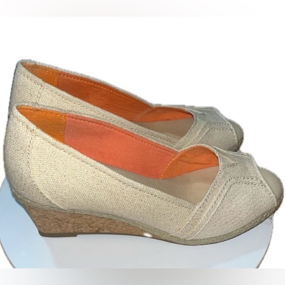 Kohl's Sonoma Life Style Gold Peep Toe Cork Wedge Espidrilles 6.5 MED - Picture 7 of 15